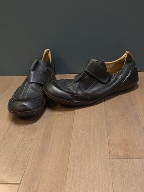 Fly London Men’s Leather & Suede Shoes EU 45 / US 12 Black Velcro Strap Comfort